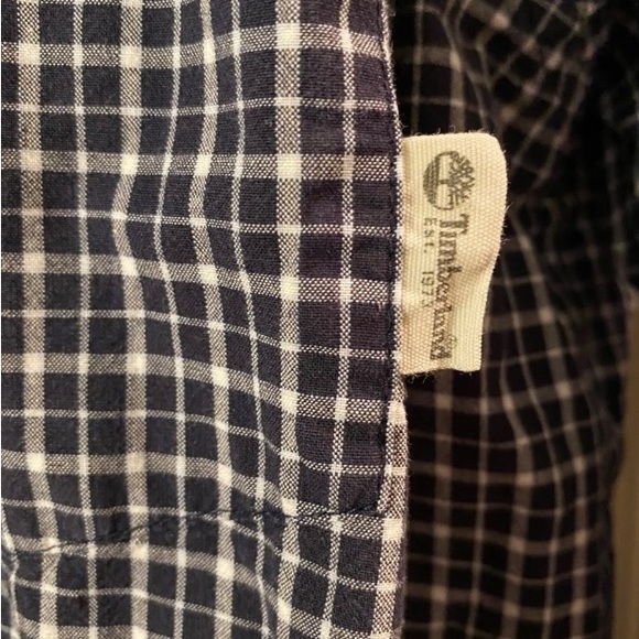 Timberland Long Sleeve Navy Blue & White Plaid Button Down Shirt in Mens XXL. - Picture 2 of 3